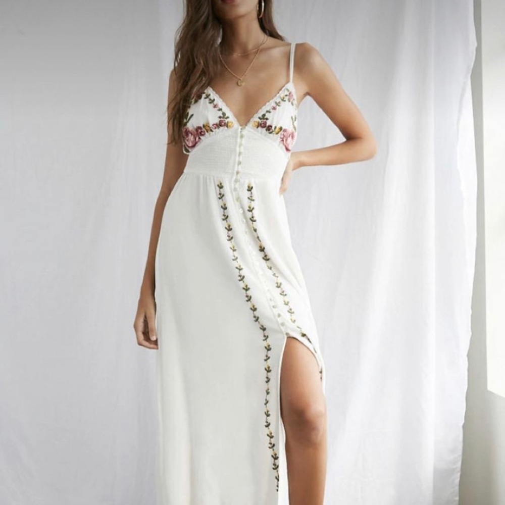 Forever 21 Floral Embroidered Maxi Dress